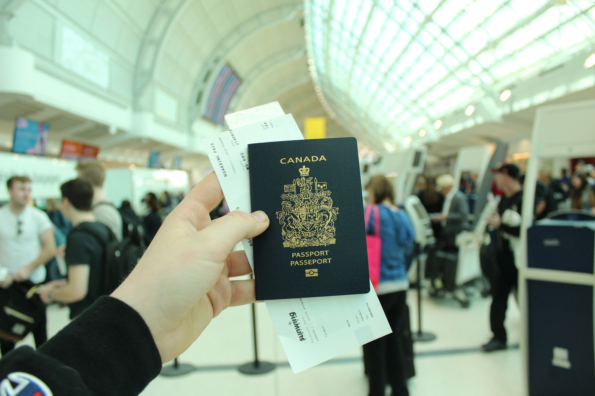 Canadian travel document at an airport